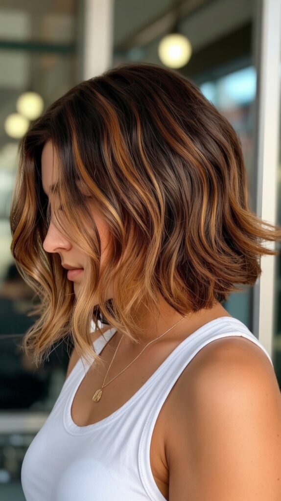 18. Choppy Bob with Tortoiseshell Balayage