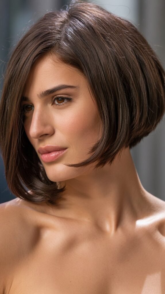 15. Brunette Choppy Bob with Side Part