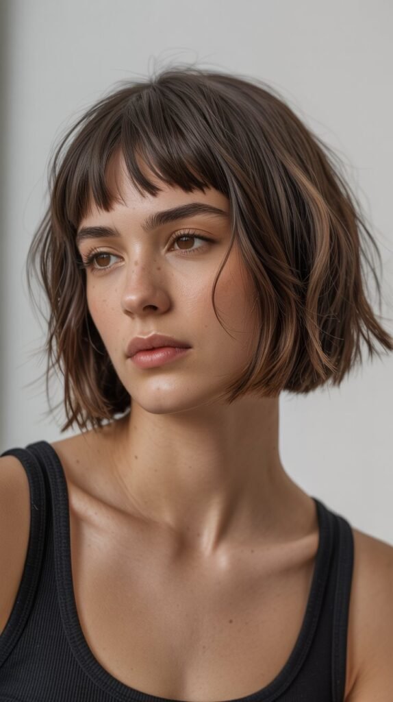 17. Choppy Bob with Straight Across Bangs