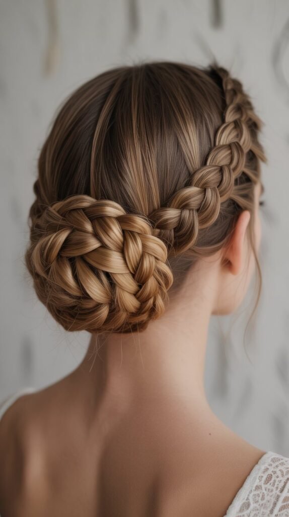 15. Double Braid Wrapped Bun