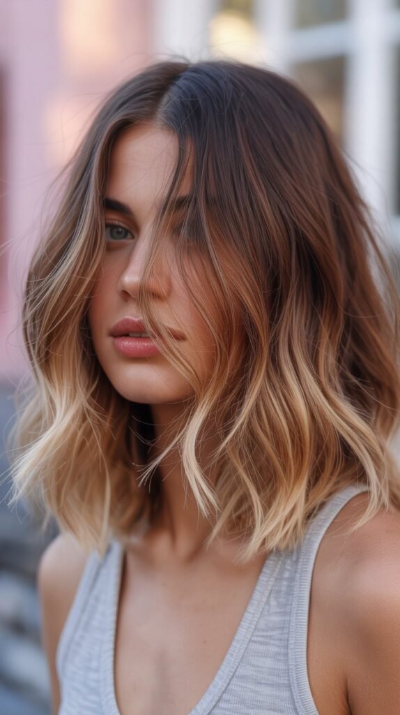 19. Choppy Lob with Soft Ombre