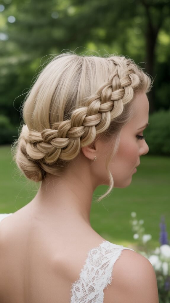 2. Dutch Braid Crown Updo
