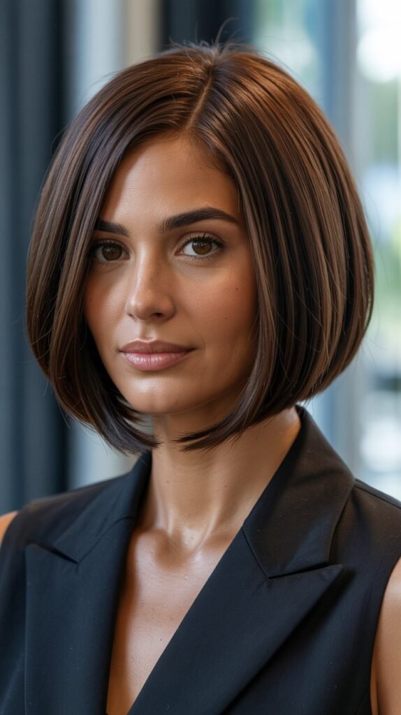 12. Curly Brunette Choppy Bob