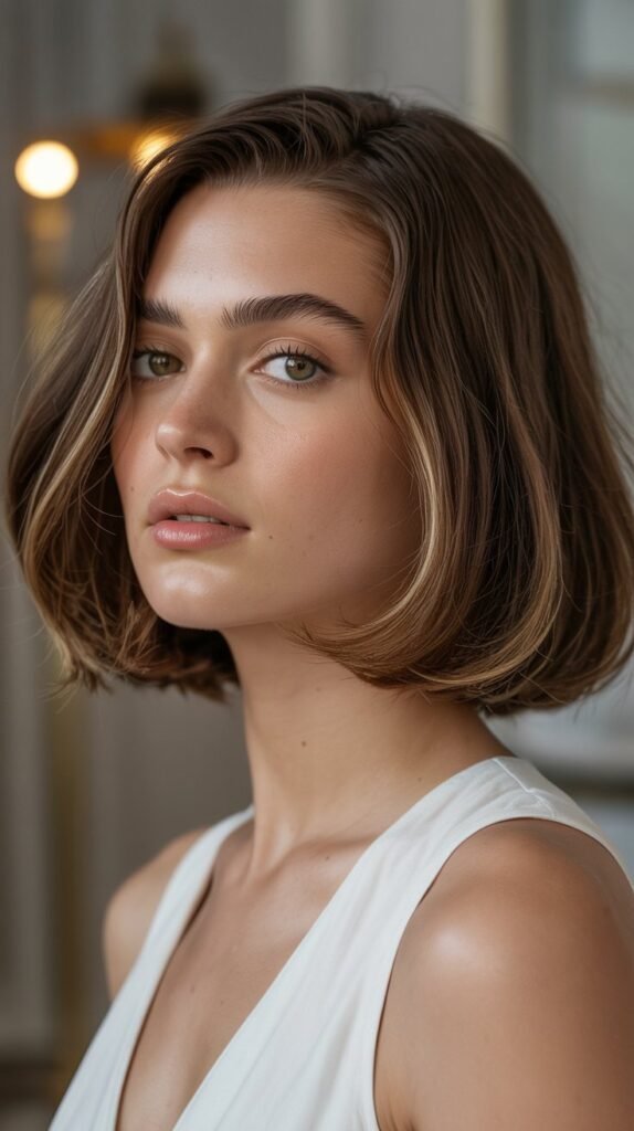 8. A-Line Choppy Bob with Soft Fringe