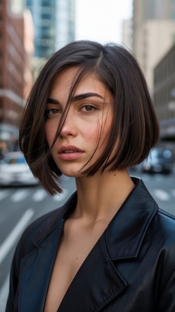 3. Asymmetrical Long Bob with Side-Swept Bangs