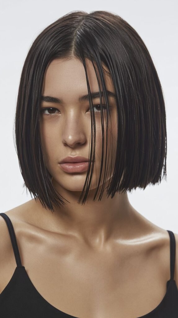 6. Straight Choppy Bob with Blunt Ends