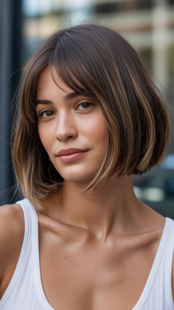 24. Long Bob with Face-Framing Bangs