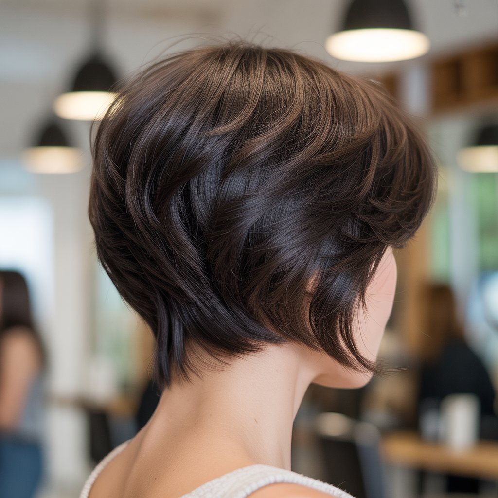 3. Textured Stacked Bob for Thick Hair
