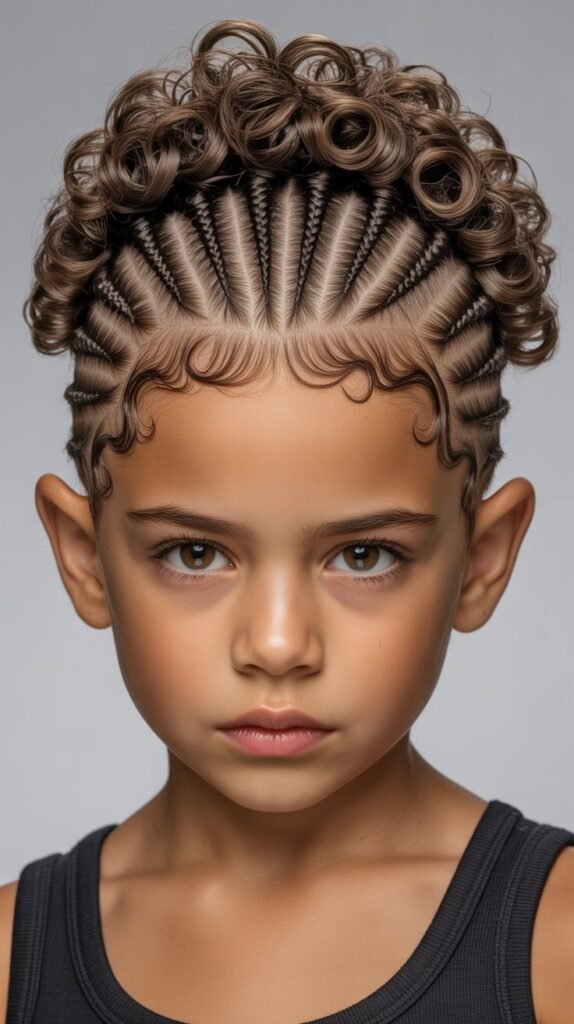 29. Cornrow Faux Hawk with Curls