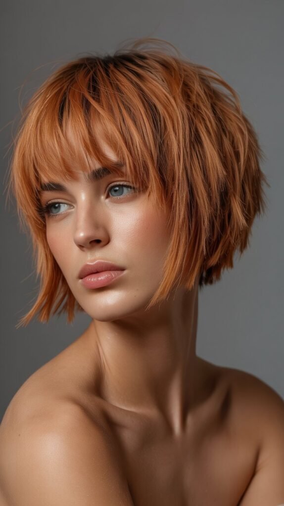 19. Choppy Stacked Bob with Baby Fringe