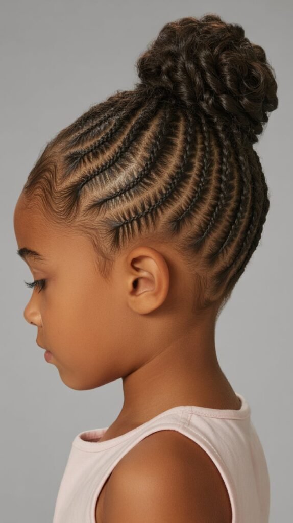 15. Cornrow Updo with Twists