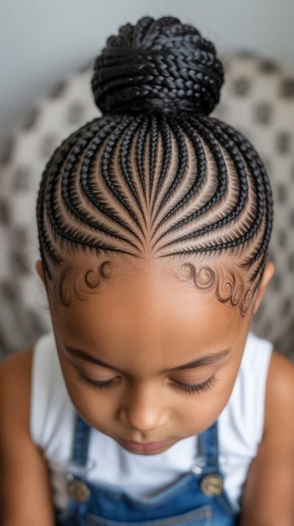 31. Cornrow Crown with Center Bun