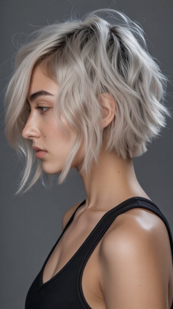  Asymmetrical Shaggy Choppy Bob