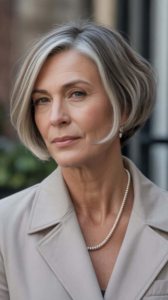 2. Angled Bob with Volume at the Crown