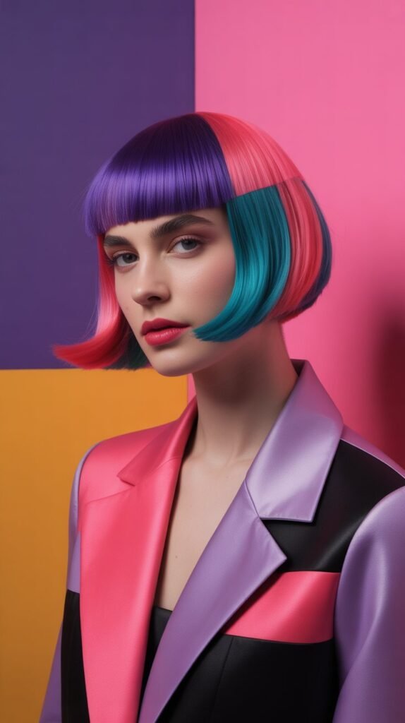 14. The French Bob with Bold Color Blocks