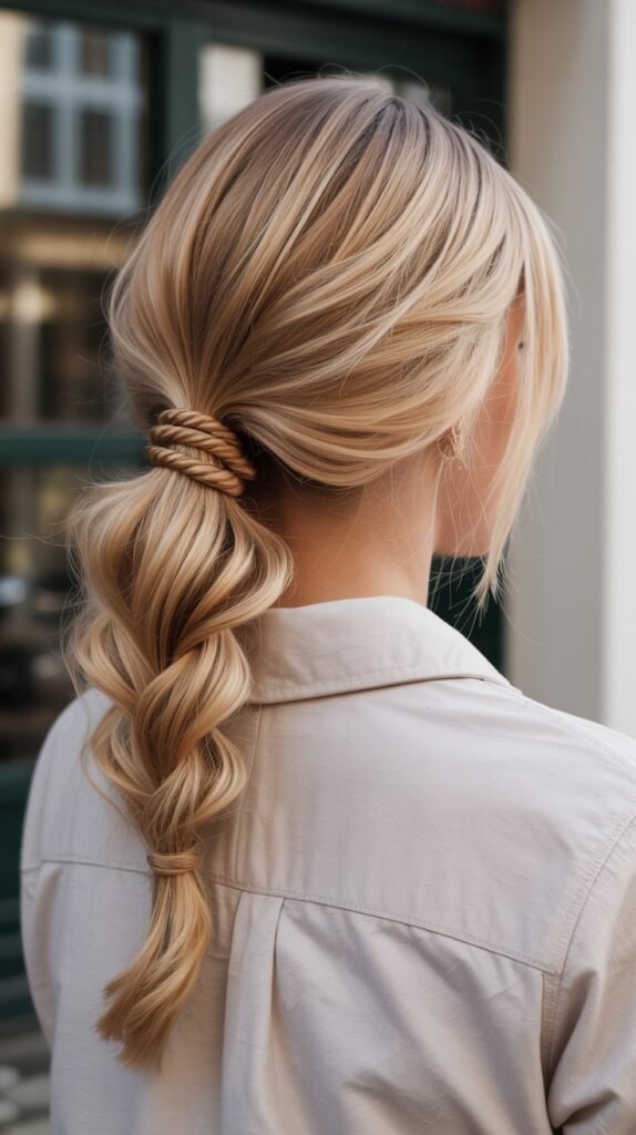 9. Low Twisted Ponytail