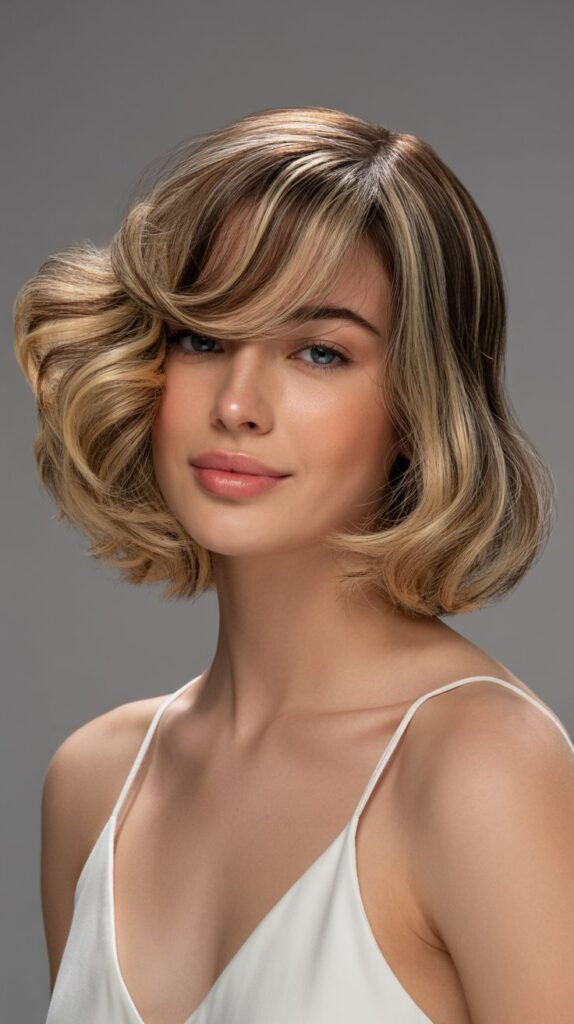 22. Long Bob with Swoopy Bangs