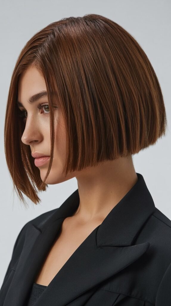 17. Brunette Choppy Bob with Balayage