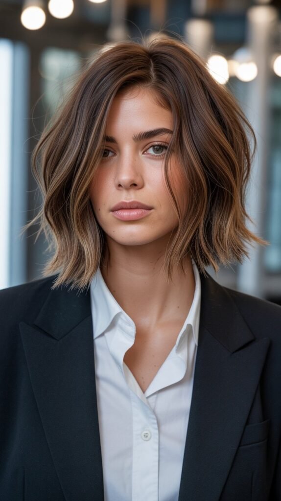 16. Shoulder-Length Choppy Bob