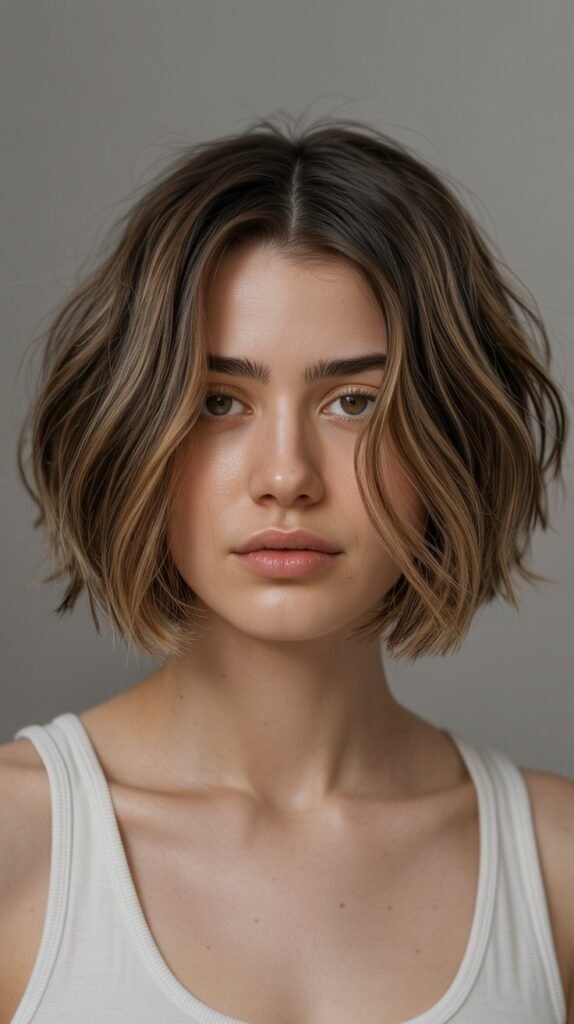 25. Choppy Bob with Center Part