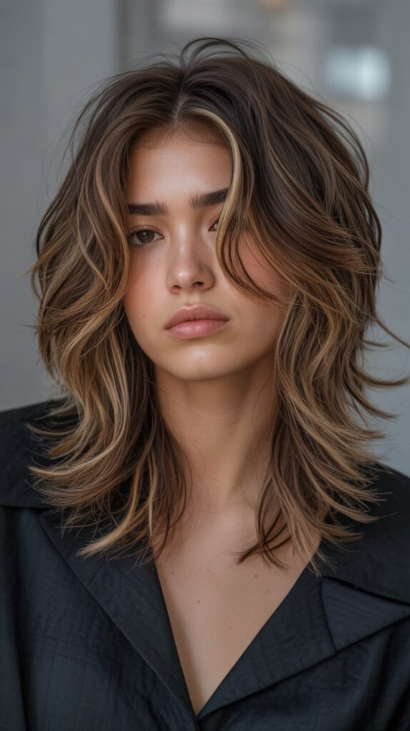 3. Chunky Caramel Highlights with Heavy Layers