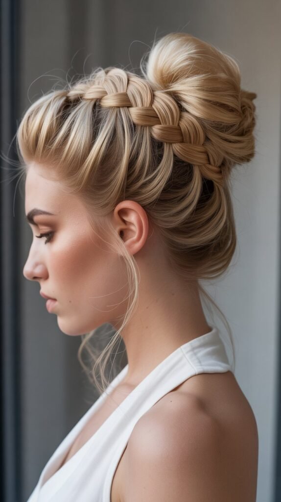 21. Side Swept Dutch Braid Bun