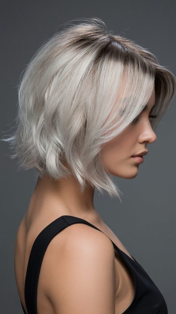 3. Ash Blonde Choppy Bob Balayage