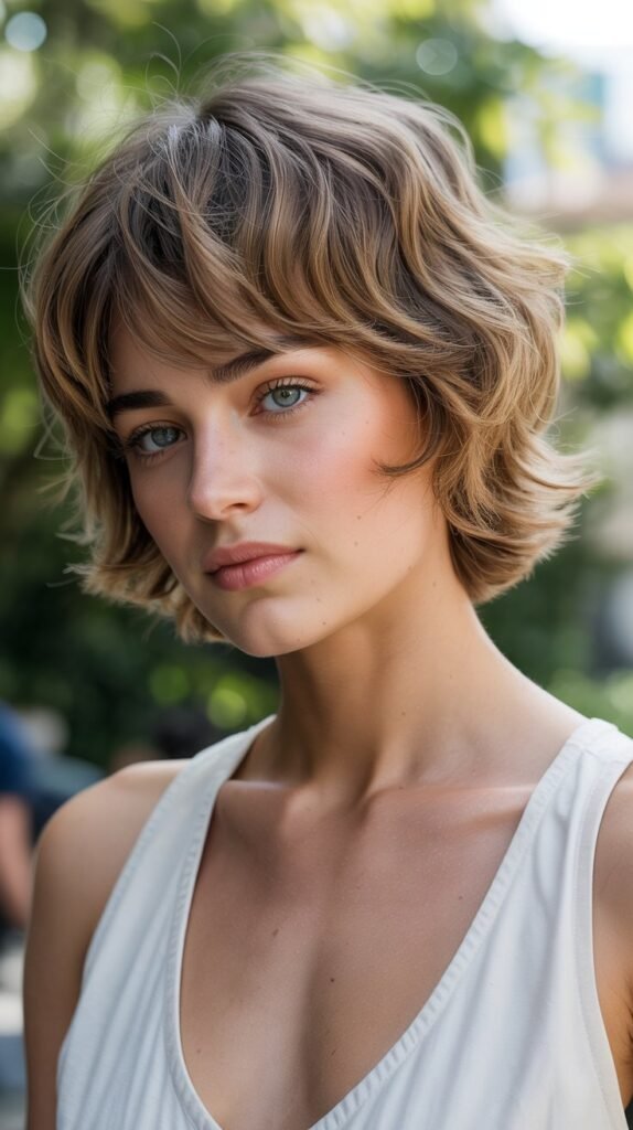 16. Choppy Bob with Feathered Layers and Feathered Bangs