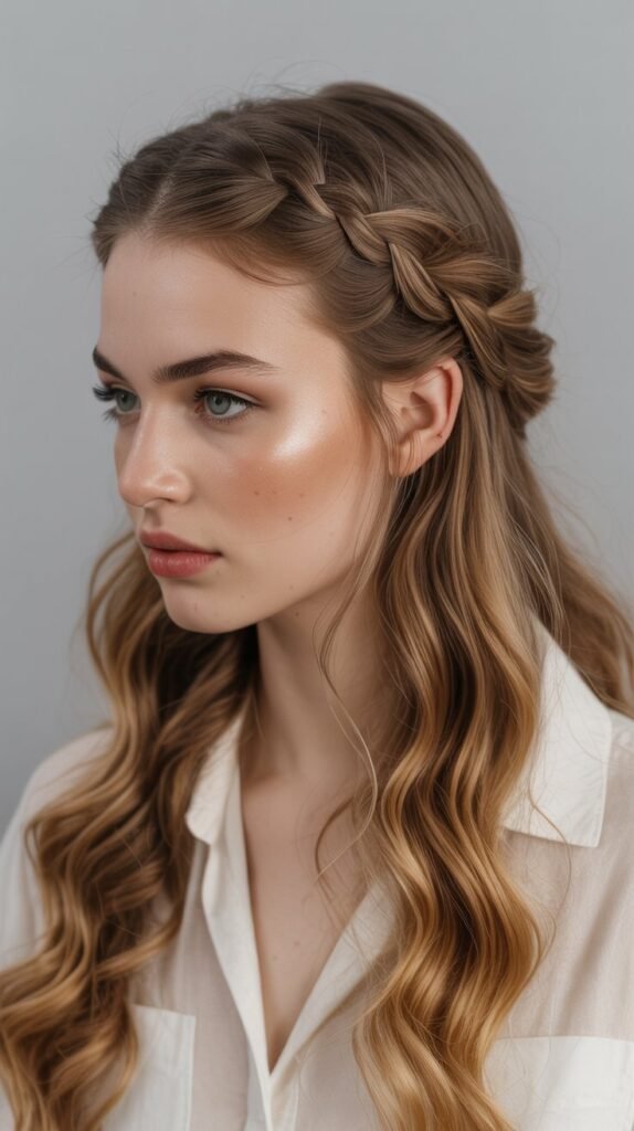 31. Side Braided Half-Up Style