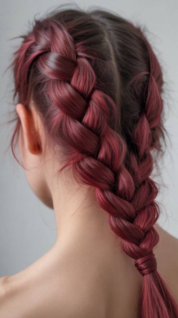 13. Burgundy Braids