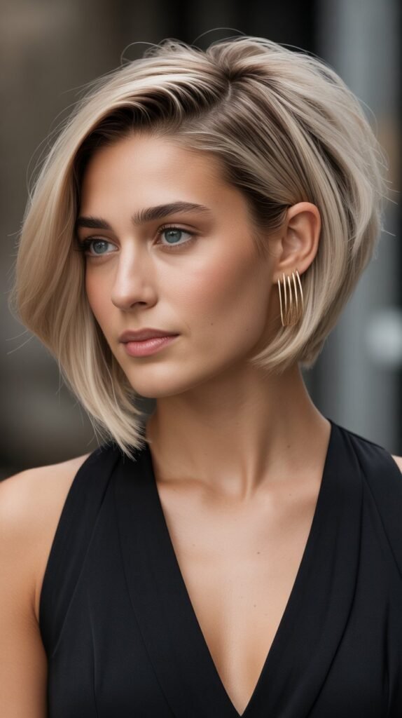 25. Inverted Bob with Side Part and Dramatic Stacking