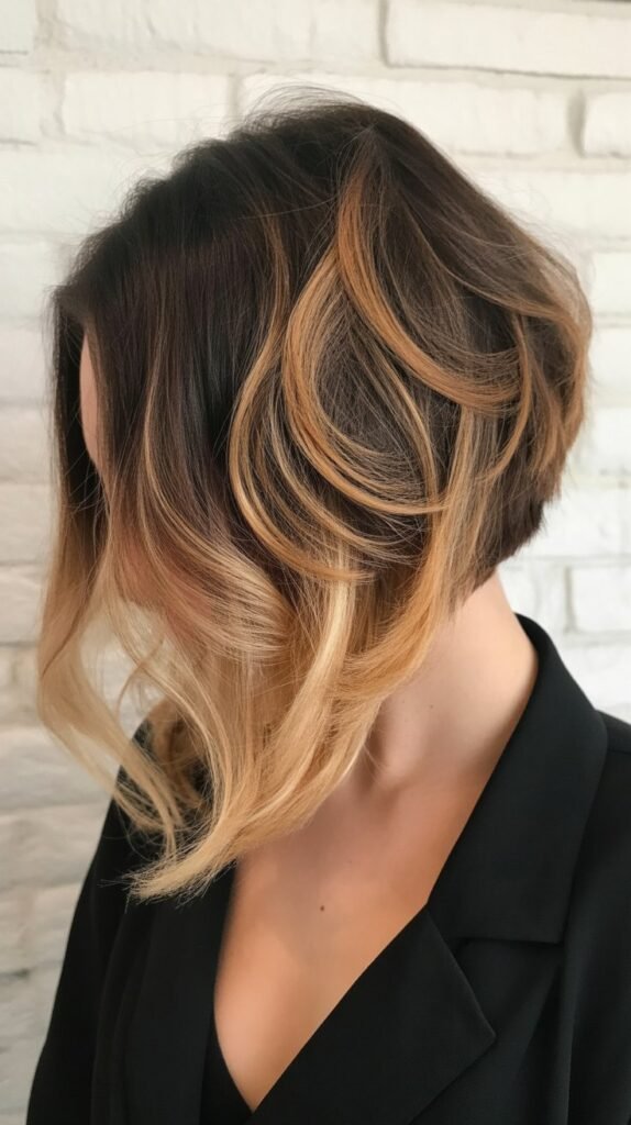 18. Inverted Bob with Ombre and Stacked Definition