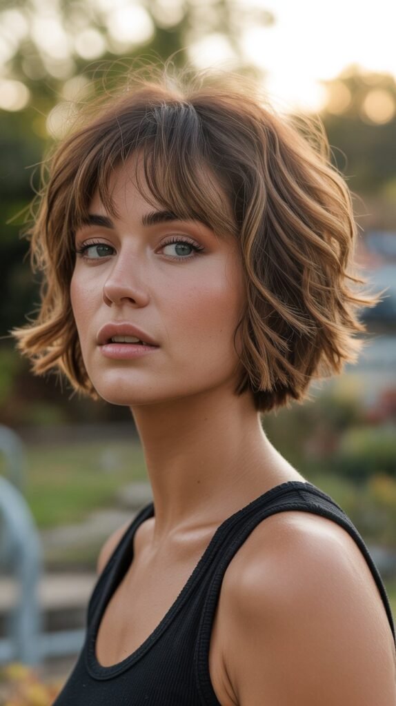  Messy Choppy Bob with Wispy Side-Swept Bangs