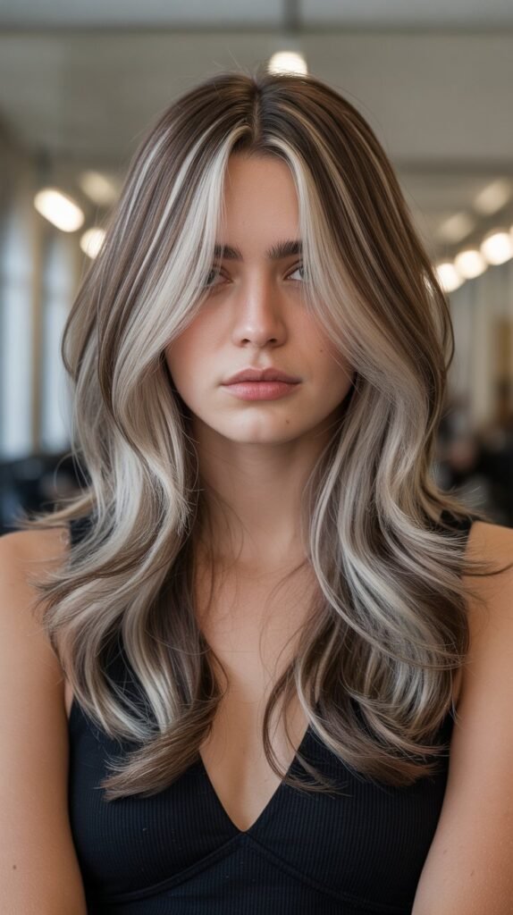 24. Ash Brown with Chunky Highlights