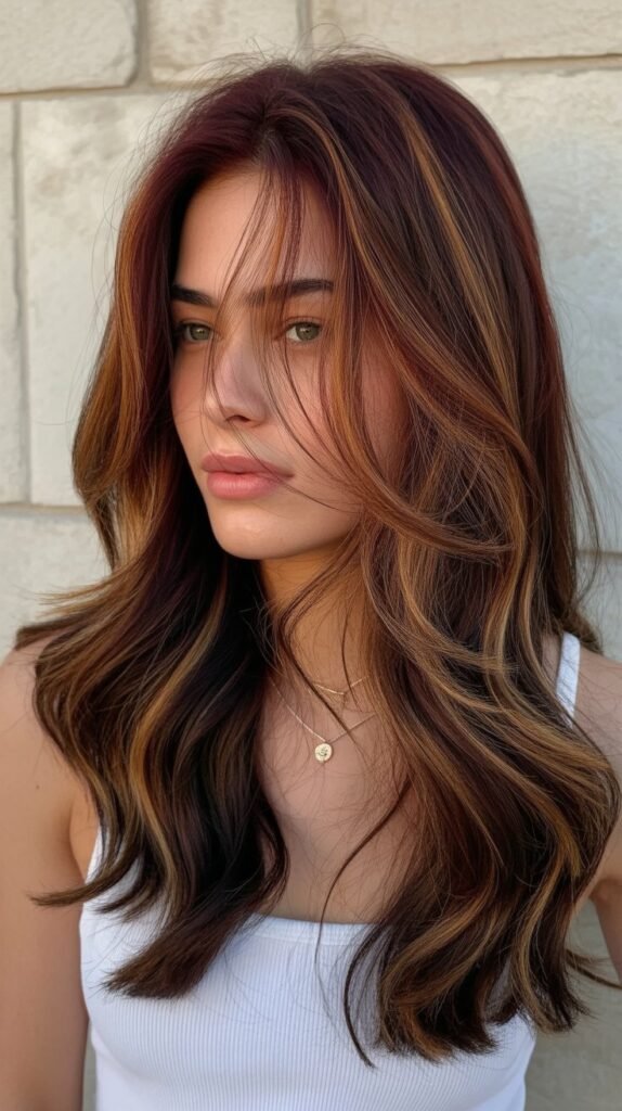 11. Burgundy with Caramel Highlights