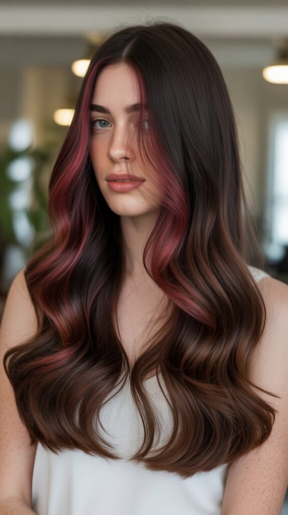 19. Chocolate Balayage with Mahogany Tones