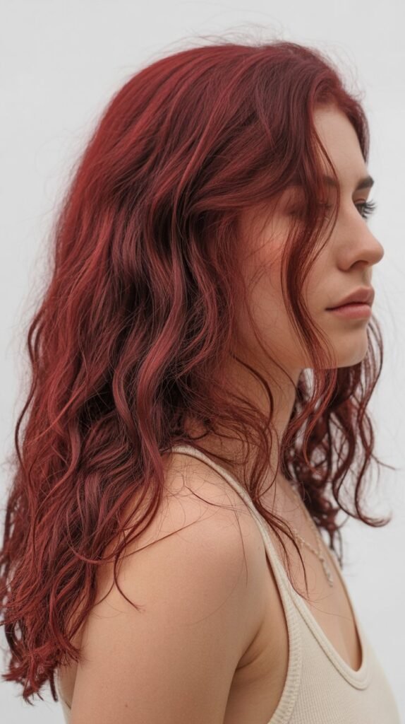 27. Burgundy Textured Waves