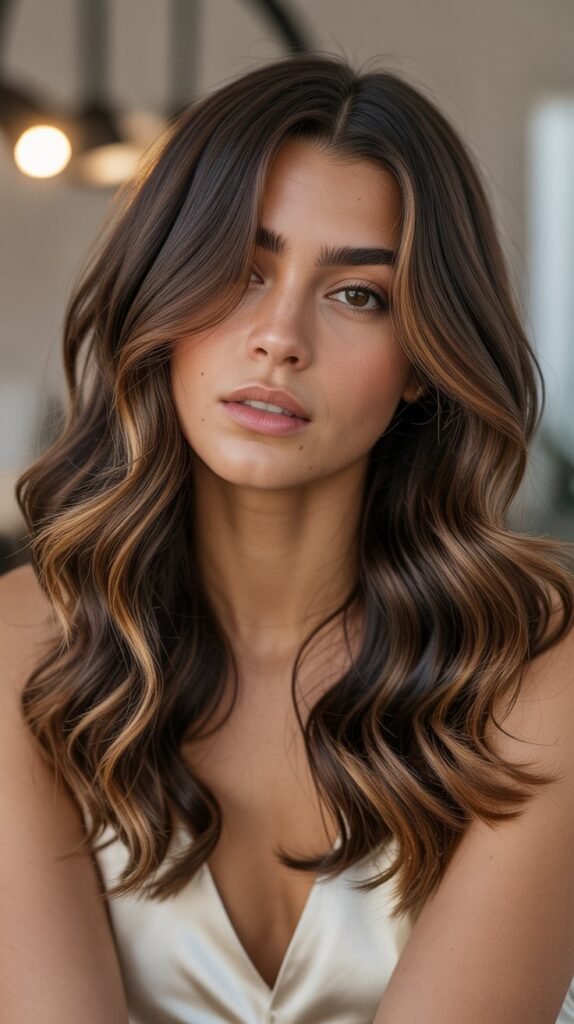 1. Chocolate Brown with Caramel Highlights