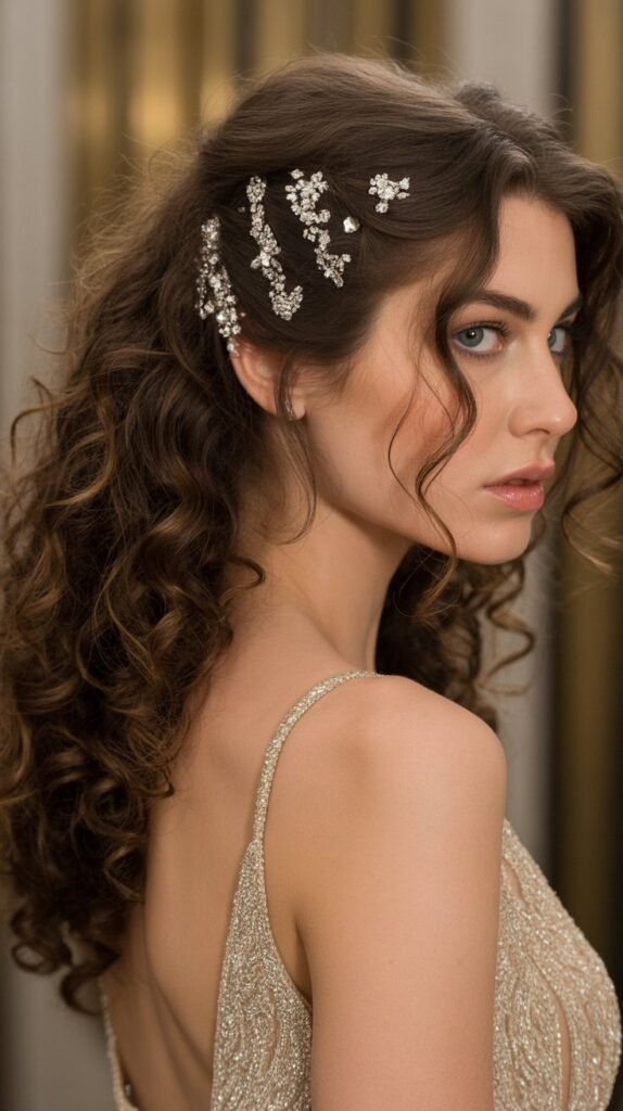 26. Half Up with Jeweled Hair Pins