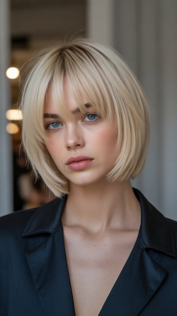 21. Inverted Long Bob with Tapered Bangs