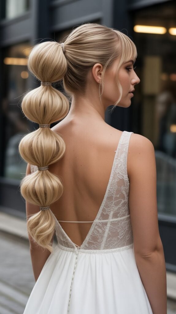 22. Bubble Ponytail Half-Up