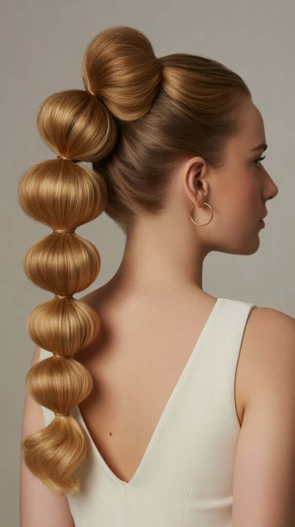 9. Bubble Ponytail Updo