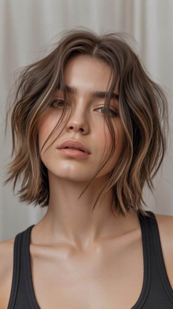 25. Long Bob with Piecey Texture