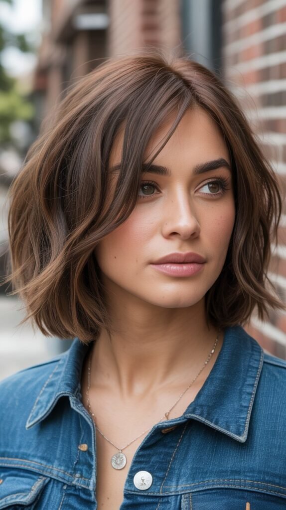 24. Multi-Tonal Brunette Shaggy Bob