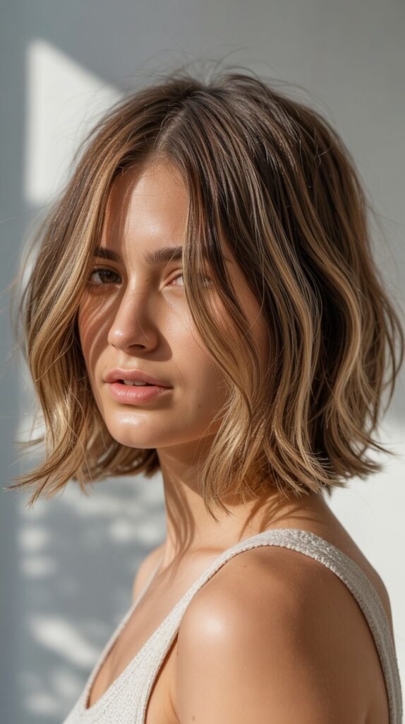  Shaggy Choppy Bob with Babylights