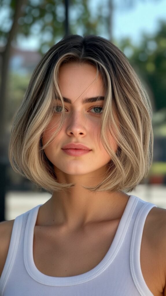 Layered Bob with Baby Highlights