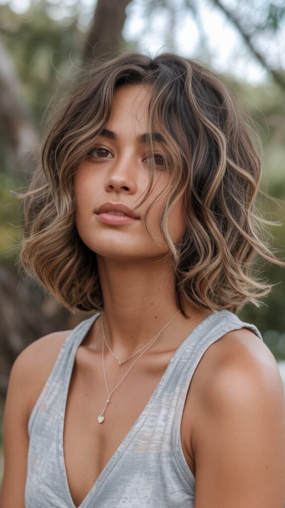 3. Wavy Shaggy Choppy Bob