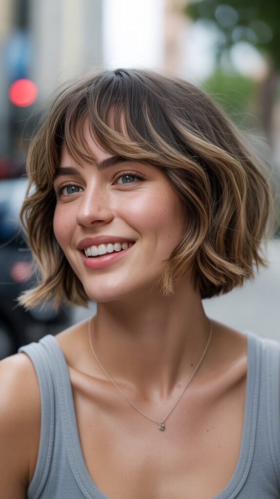  Choppy Bob with Swoopy Bangs
