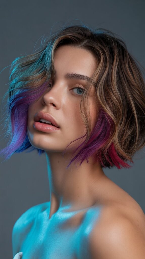 Choppy Bob with Colored Ends
