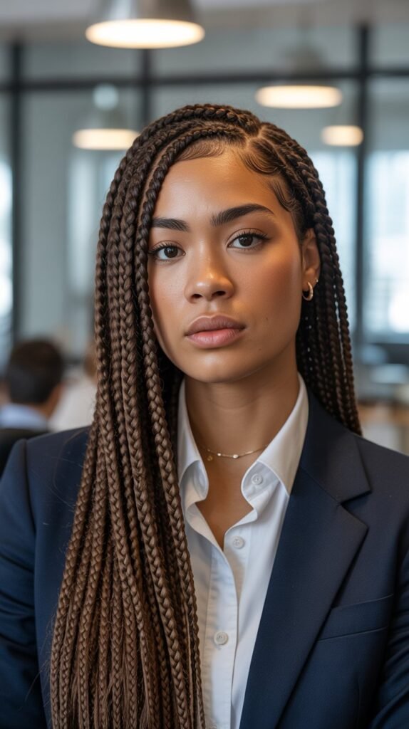 2. Medium-Length Side Part Knotless Braids